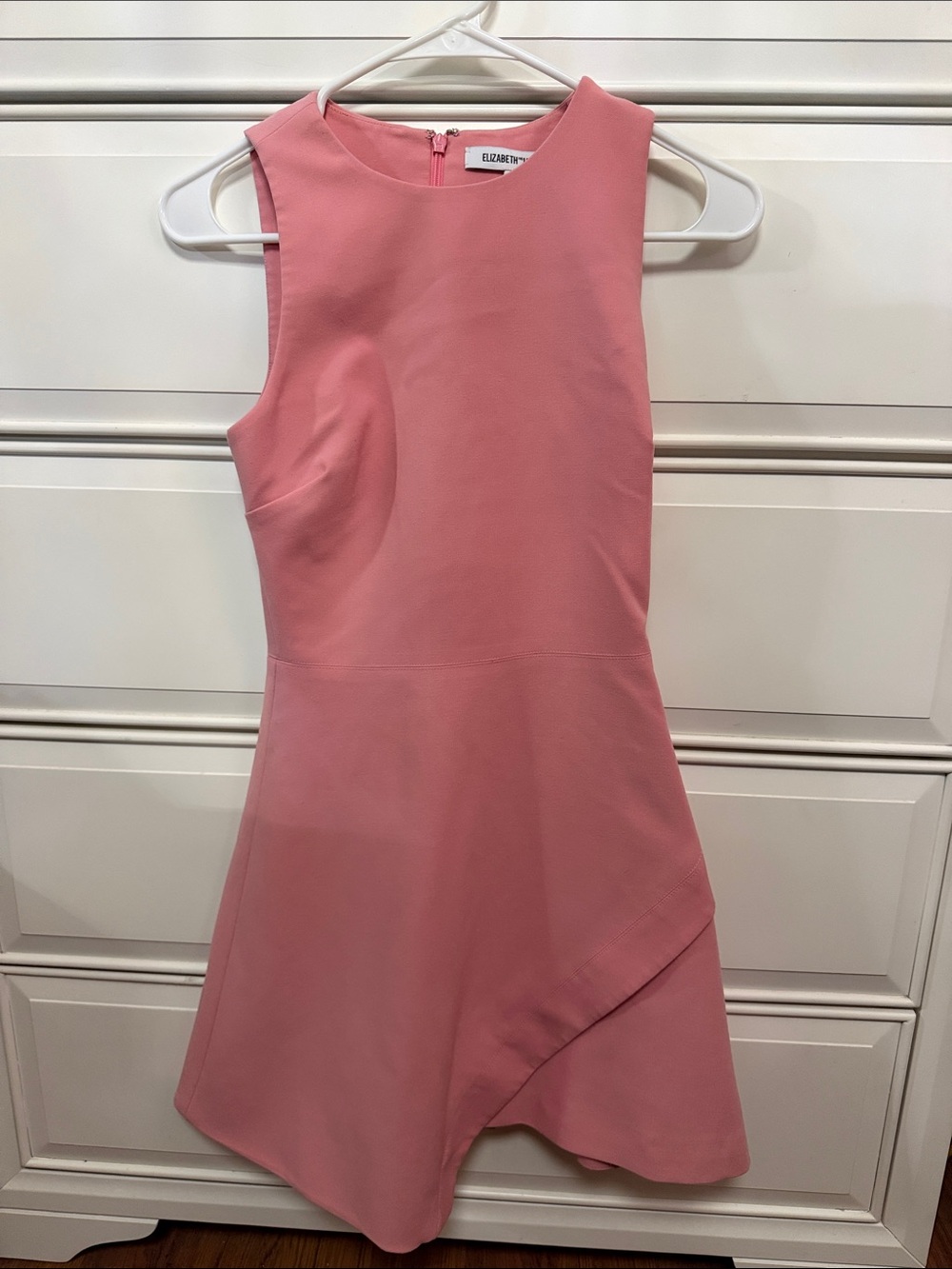 Elizabeth and James Rose Pink Sleeveless Asymmetric Sheath Dress